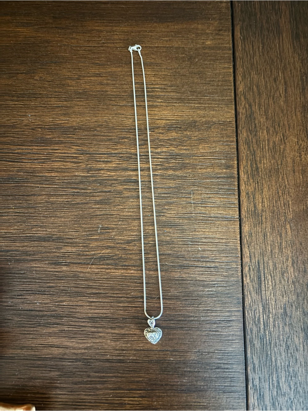 Elegant Silver Heart Pendant Necklace with Sparkling Center - Picture 9 of 9